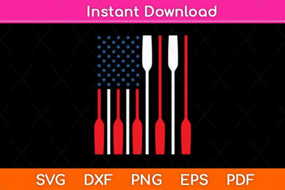 American Flag Rowing Boat Paddle Svg for Crafts Graphics