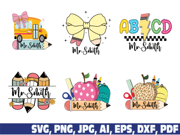 Custom Teacher Apple Bus Graphics for Crafts