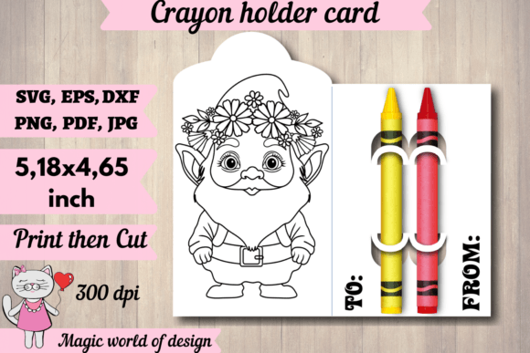 Gnome Coloring Card SVG for Crafts & Graphics