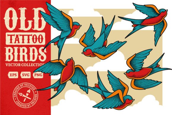 Old School Tattoo Birds: Graphics for Crafts