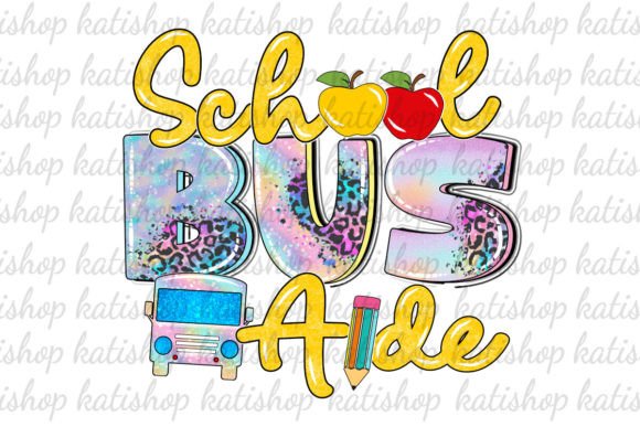 School Bus Aide Glitter PNG: Crafts & Graphics