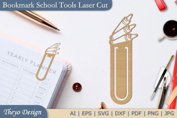 School Tools Bookmark Papercut Laser Cut Graphics for Crafts