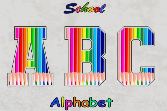 Wood Color School Alphabet Leters for Crafts & Graphics